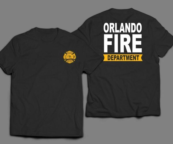 

new 2020 print letters men t-shirt new orlando fire department city of florida firefighter rescue ems t-shirt