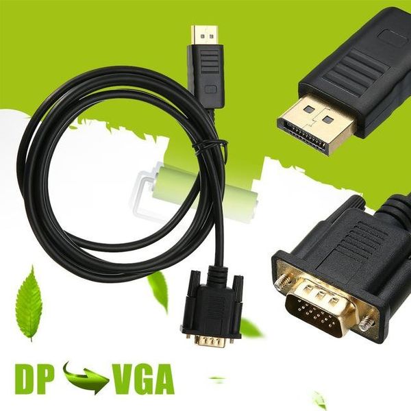 

consumer electronics mayitr 1.8m hdmi dp male to vga hd-15 male cable 1080p display port to vga converter adapter for