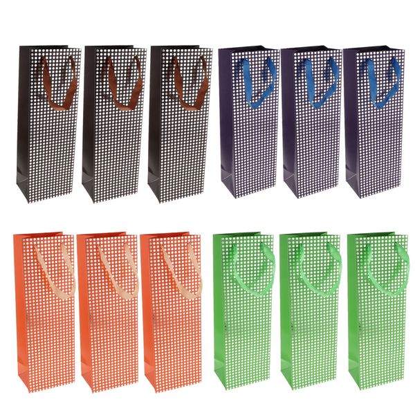

12pcs set polka dot paper handle wine bottle bag wedding party favor