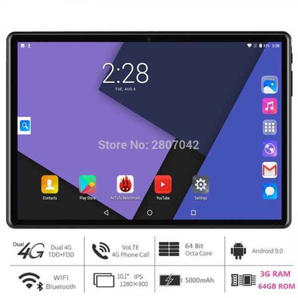 

2020 super tempered 2.5d screen 10 inch tablet pc android 9.0 os octa core 3gb ram 64gb rom+tf card 64gb 5g wifi gps tablet