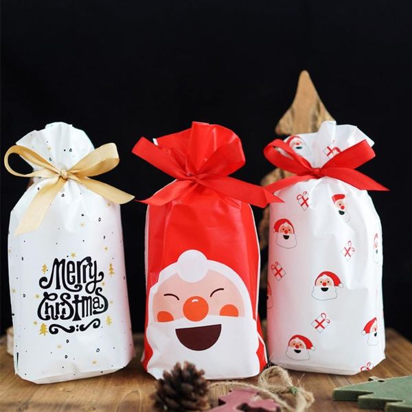 

christmas creative small gift bag ribbon drawstring santa claus gift bag 50pcs christmas decorations for home