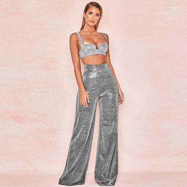 

reflective female flare pants high waist fashion ladies club pants womens silver wide leg pants solid, Black;white