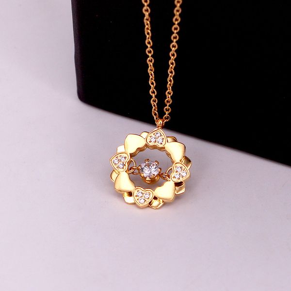 

double-layer heart-shaped stacked clover collarbone necklace cnc crystal necklace, woman necklace for wedding gifts, Silver