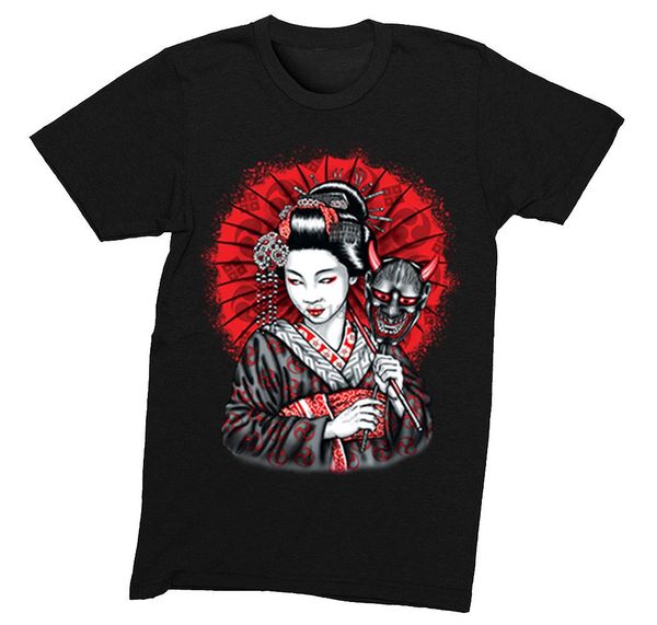 

мужского geisha oni маска yokai ogre kuruoshiki asian art культура crewneck t-shirt мультфильм тенниски мужчины унисекс новой мода тенниска