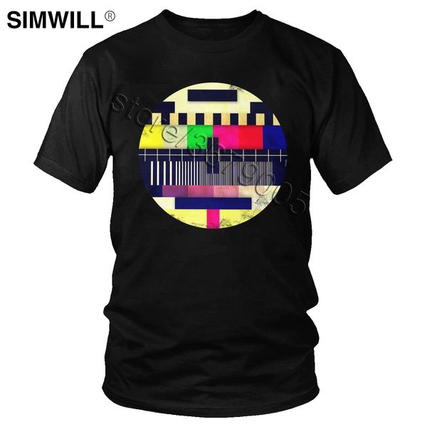 

vintage tv error t shirt men short sleeves no signal test card tee retro novelty graphic print t-shirt retro summer gift