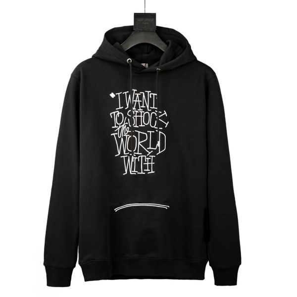 

20ss black and white knitwear fashion hoodie sweater i want the world with men and women hooded sweatshirt style streetwear jump
