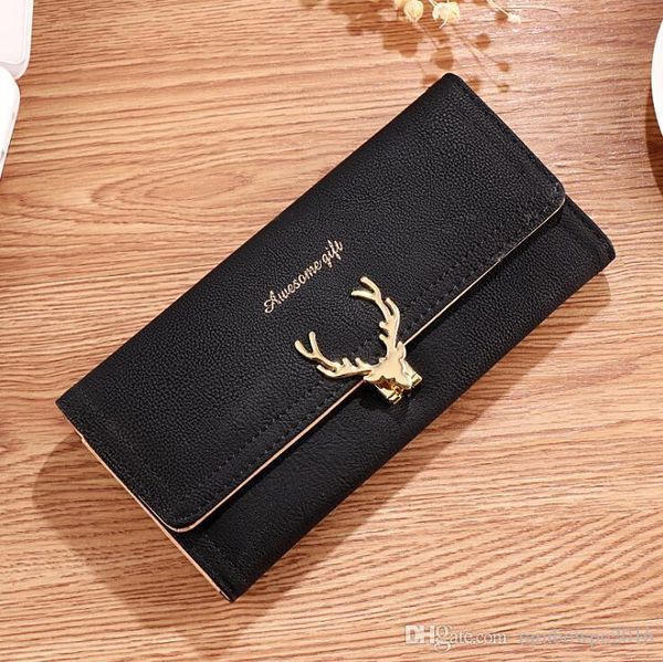 

factory wholesale women handbag cute little fresh leather long wallet new matte folding women wallet card leather student fashion wallet, Red;black