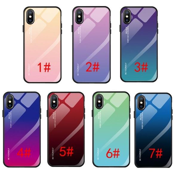 

tempered glass phone case for iphone 11 pro xs max 8 7 6 cases gradient color soft tpu edge back cover for apple samsung s10 note 10 plus s9