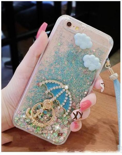 

bling glitter rhinestone mouse ear cute liquid quicksand phone stand case for iphone6 6s 6plus 6splus 7 7plus 8 8plus x
