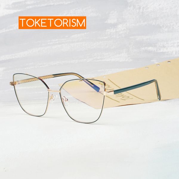 

toketorism quality anti blue glasses for women fashion computer eyeglasses optical frame, White;black