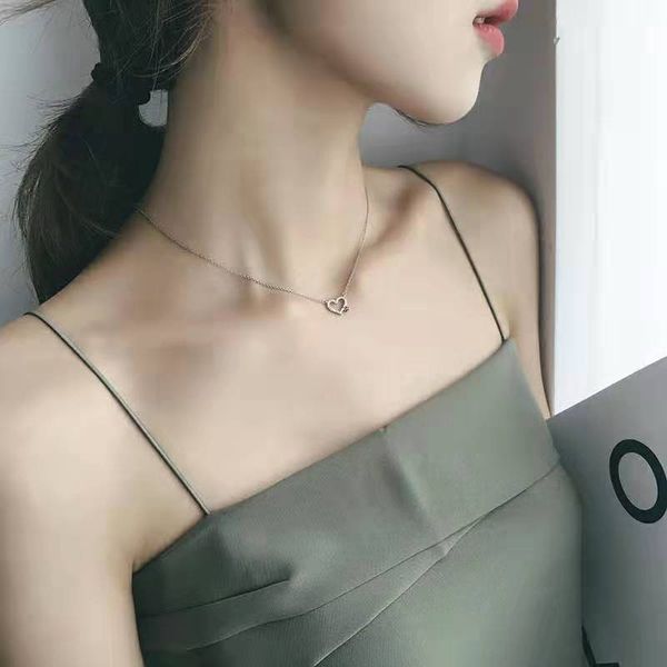 

chains sweet peach heart necklace, Silver