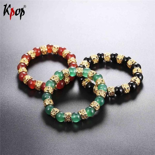 

kpop bracelet gold color flowers & crystal red/black/green beads bangle 2020 fashion wholesale elegant jewelry bracelets h2761