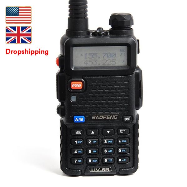 

stock in us uk baofeng uv-5r walkie talkie dropshipping portable analog two way radio handheld uhf/vhf amateur long range transceiver