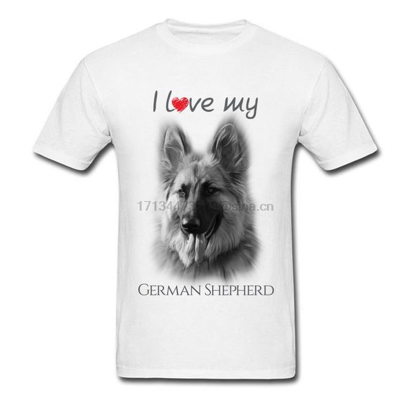 

pure cotton white t-shirts i love my german shepherd animal dog student tshirt slim fit ' tees discount tee-shirt