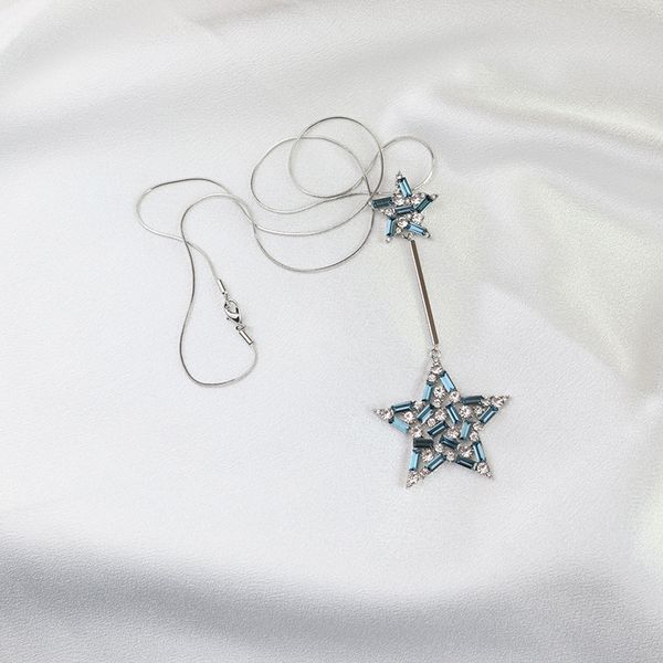 

1pc/bag long luxury shinning crystal beauty ladies necklace for women pendant jewelry sweater chain ornaments sweater xl0016, Golden;silver