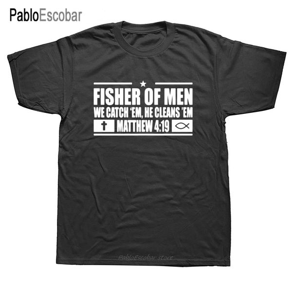 

новый ловец люди христианской рубашки иисус 4:19 религиозная тенниска tshirts хлопок короткого рукав футболки