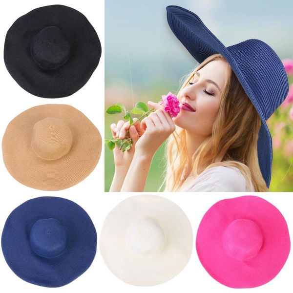 

wide brim hats women straw knitted hat summer sun protection bucket cap girl beach foldable visor panama drop, Blue;gray