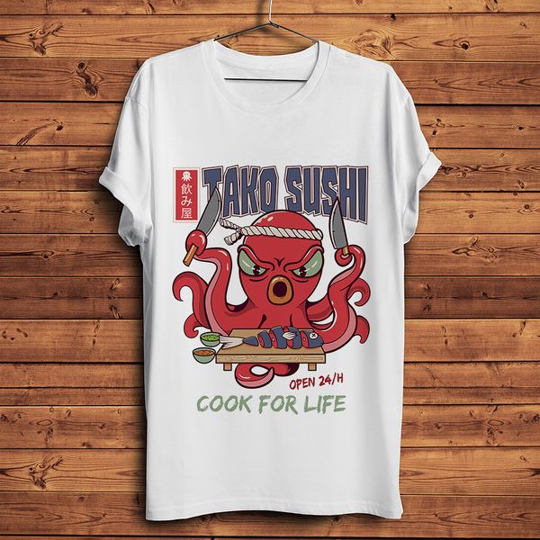 

japan style takoyaki sushi cooker funny t-shirt homme summer new short sleeve t shirt men white casual tshirt streetwear