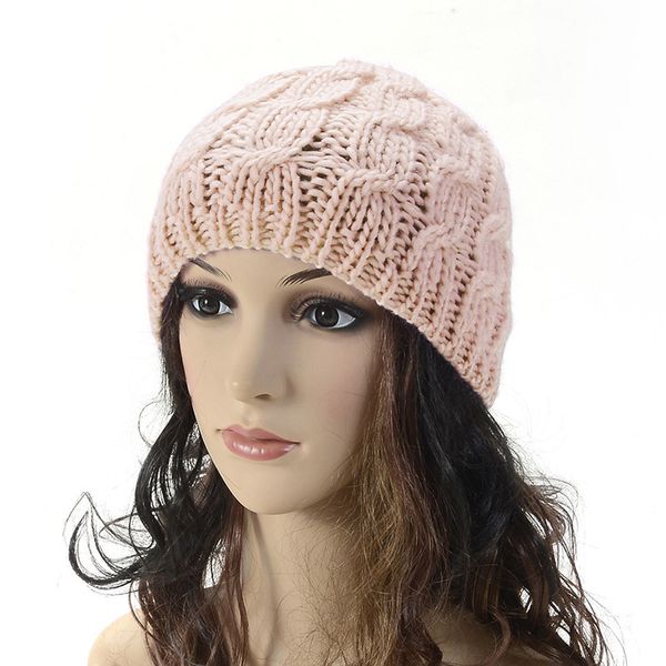 

women knitted hat warm stretchy beanies cap for winter outdoor, Blue;gray