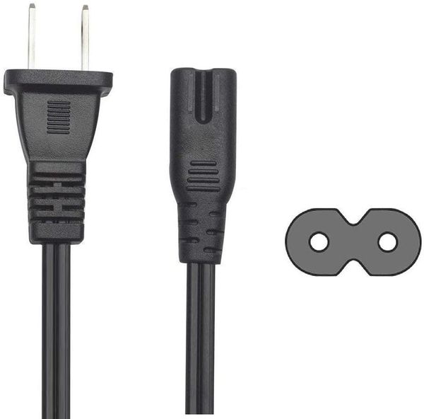 NEMA 1-15P (2 poli) IEC 60320 C7 18AWG 2C Cavo di alimentazione da maschio a femmina Confezione da 2 Cavo di alimentazione non polarizzato