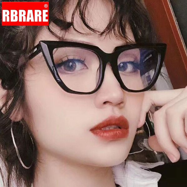 

sunglasses rbrare retro cat eye glasses frame women flat mirror eyeglasses brand designer anti-blue light eyewear crystal, White;black