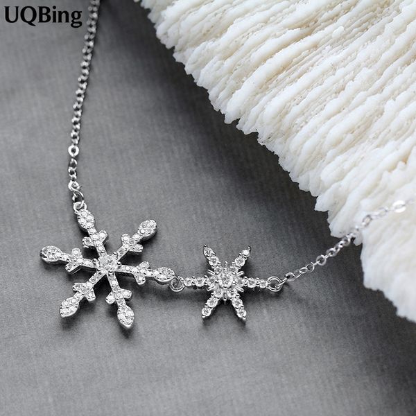 

chains real 925 sterling silver zirconia snowflake necklace&pendant jewelry wholesale women necklace