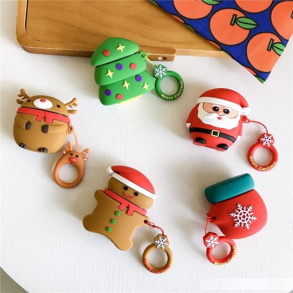 

cartoon christmas santa headphone case for apple airpods 1 2 silicone protection earphone cover 160pcs/lot