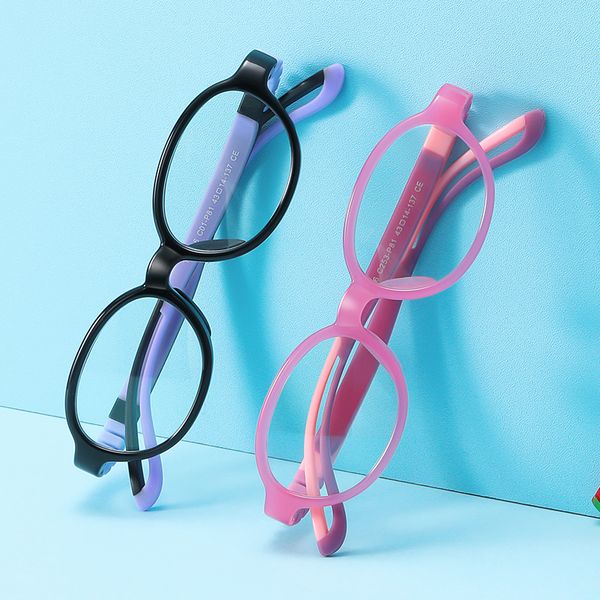 

2020 oval kids anti-blue light glasses baby silicone flexile frame children computer reading glasses prescription eyeglasses, White;black