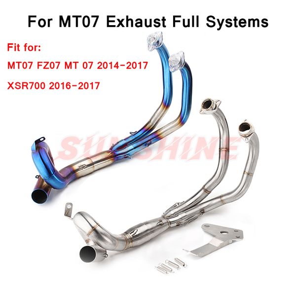 

motorcycle exhaust slip on full system stainless steel modified front pipe muffler for mt07 fz07 pipe 2014-2020 xsr700 2020-2020