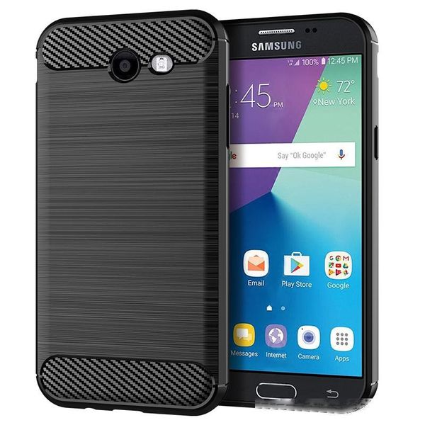 

soft silicone case shockproof fitted carbon fiber tpu phone cover for samsung amp prime 2 protective back bumper cover