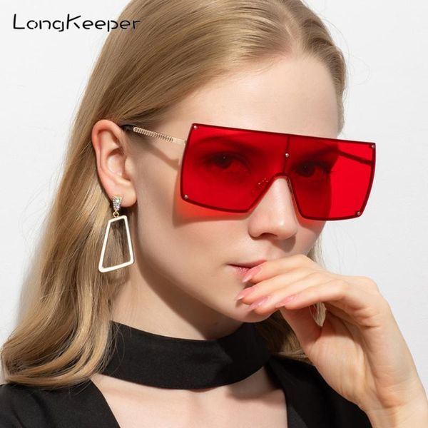 

oversized square sunglasses women 2020 fashion flat red black sun glasses female big shades oculos feminino, White;black