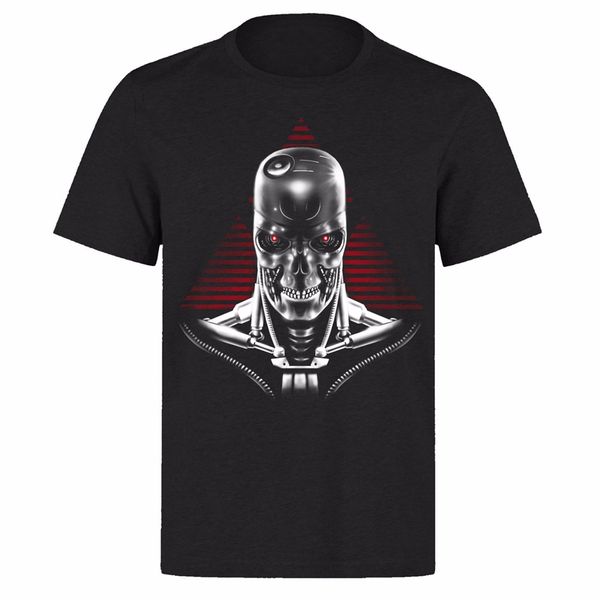 

the terminator cyberdyne robot skull black ph44 t-shirt homme customized tee shirt