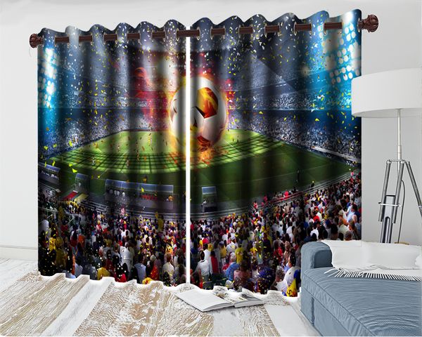

wholesale 3d curtain modern beautiuful window 3d curtain large-scale football stadium living room bedroom beautifully decorated curtains