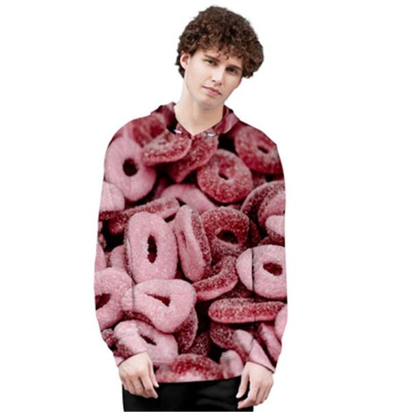 

women sweets loose hoodies fahion trend 3d digital printing long sleeve hooded sweater casual pullovers designer new female hoodies, Black