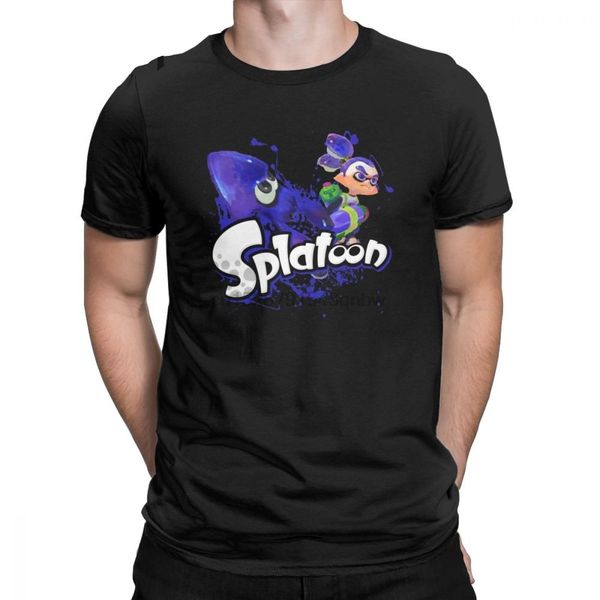 

men splatoon inkling t shirt ink kid game squid pure cotton clothes humor short sleeve round collar tees plus size t-shirt