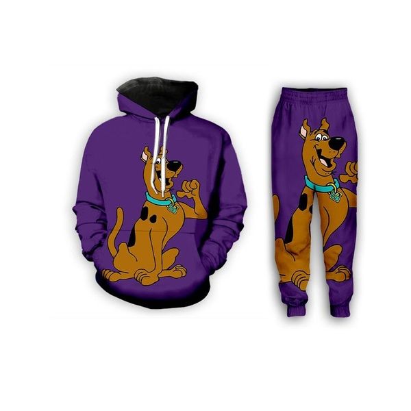 

new fashion mens/womens cartoon scooby doo funny 3d print hoodie+pants s43, Gray