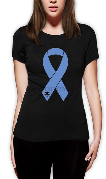 

аутизм awareness - big blue ribbon light it up синих женщины t-shirt поддержка пользовательских печать повседневного o-образный вырез top te