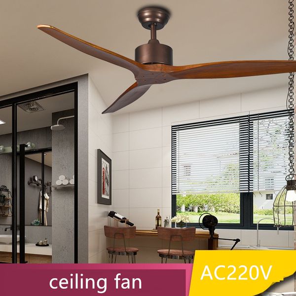 

retro indoor wooden ceiling fan 52inch without light wooden fan leaf with remote control ceiling fans ac220v for bedroom