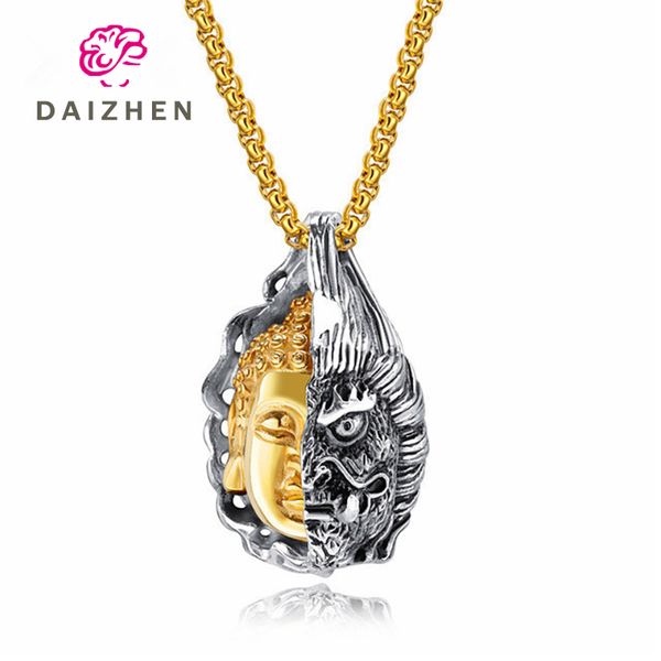 

chains arrival devil buddha punk necklace men boys hiphop rock chain link male accessories pendant xmas gift, Silver