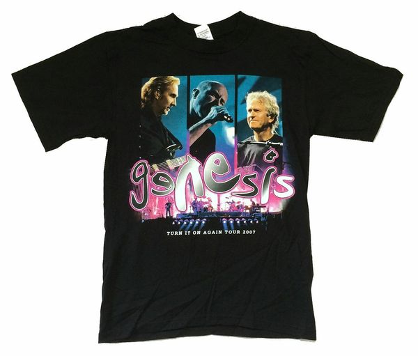 

genesis live 2007 turn it on again tour black t shirt s-3xl new official phil collins funny short sleeve cotton t-shirts