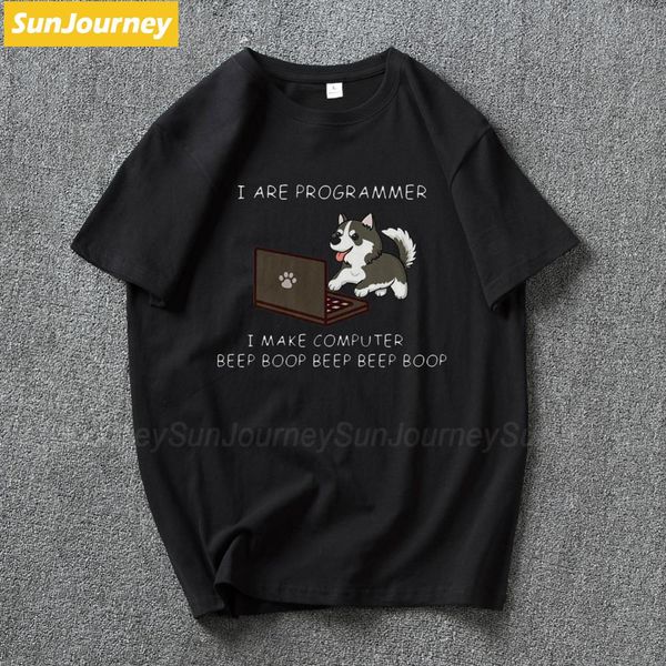 

i am programmer i make computer beep boop husky men t shirt new homme guy 4xl 5xl 6xl o-neck cotton short sleeve shirts for boys