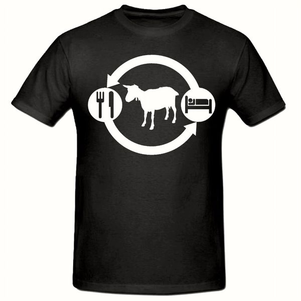 

2019 summer men short-sleeved hipster o-neck popular eat sleep goat routine funny novelty t-shirt fashion