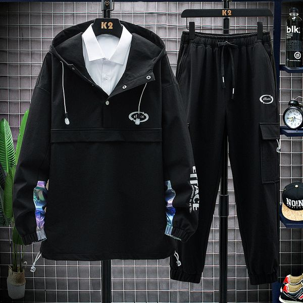 

2020 autumn new mens tracksuits fashion male sport casual two-piece suits male hooded jacket & casual pants 12 styles size -4xl, Gray