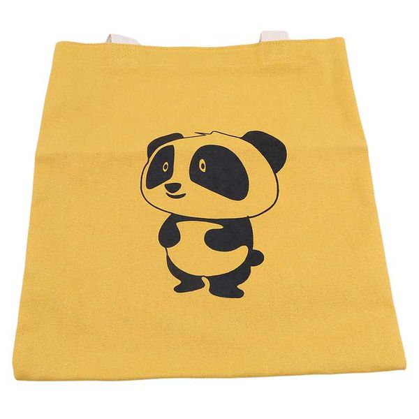 

1pc women casual fashionable cute panda canvas kawaii anime shopping travel large reusable tote bags shoulder bag