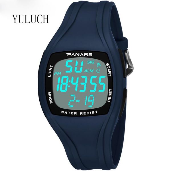 

yuluch men watch swimming waterproof alarm luminous male student watch simple fashion sports week display, Slivery;brown