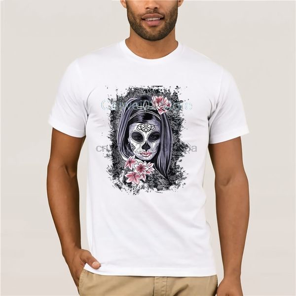 

t shirts short fashion t-shirt men cool halloween face painted art la catrina skull personality t-shirt