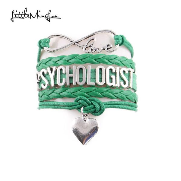 

little minglou infinity love psychologist bracelet apple charm leather wrap men bracelets & bangles for women jewelry, Golden;silver