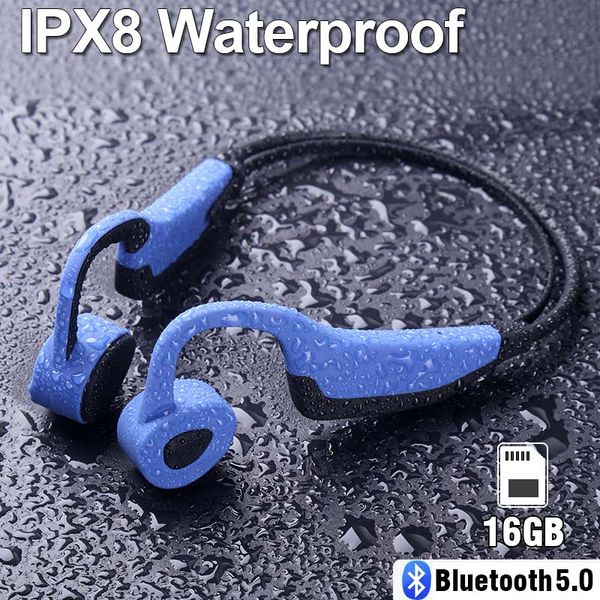 

k7 wireless bluetooth earphone ip68 waterproof mp3 player swimming running headset sport earbuds 16gb ram speaker bone conduction headphones