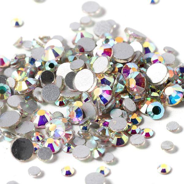 

300pcs/bag nail rhinestone sparkly crystal white ab diamond nail designs art mixed size flat bottom jewelry 3d charms stone, Silver;gold