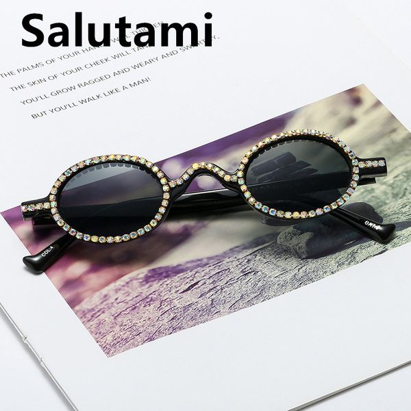 

small frame shiny crystal sunglasses for women 2020 fashion vintage chic party promeyewear female elegant round sun glasses, White;black